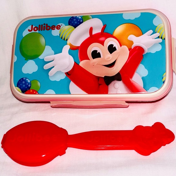 Jollibee Rare Lunch Bag Kit Container Box Spoon & Fork Phillipines Hard Shell - Picture 6 of 7